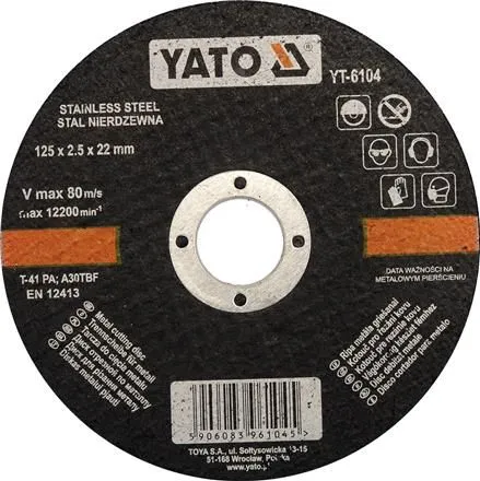 Yato Tarcza do cięcia stali nierdzewnej 125x2,5mm  YT-6104 