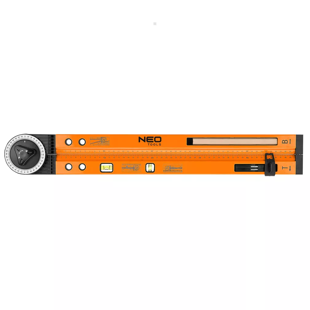 Neo Kątomierz nastawny z poziomicą 500 mm, 2 libelle, ołówek 72-225