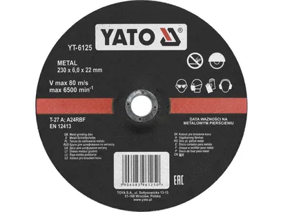 Yato Tarcza wypukła do szlifowania metalu 230x6,0mm YT-6125 