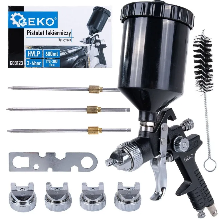 Geko Pistolet lakierniczy HVLP 4 dysze zestaw G03123