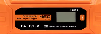 Neo prostownik automatyczny 6A/100W do akumulatorów kwasowych AGM GEL 3-150Ah 11-892-1 - 5