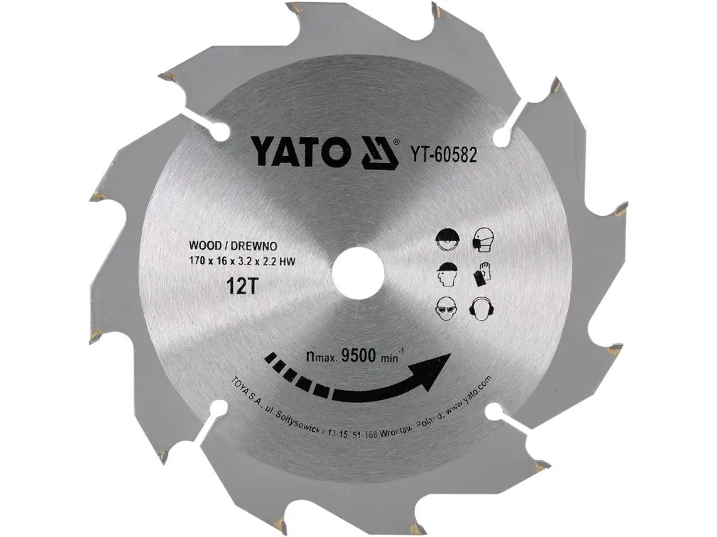 Yato Tarcza widiowa do drewna 170x12Tx16mm do pilarki YT-60582