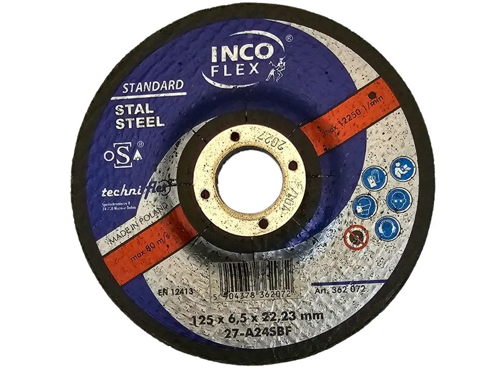 Incoflex Tarcza do szlifowania metalu Standard STAL M27 125 x 6,5mm A24SBF