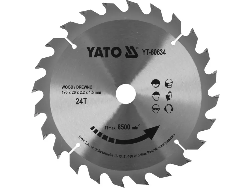 Yato Tarcza widiowa do drewna 190x24Tx20mm szybkie cięcie YT-60634