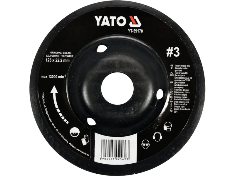 Yato Tarnik wypukły do szlifowania drewna 125mm #3 YT-59170