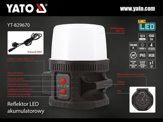 Yato Reflektor akumulatorowy 18V 10000lm 360° IK08 YT-829670  PROMOCJA - 8
