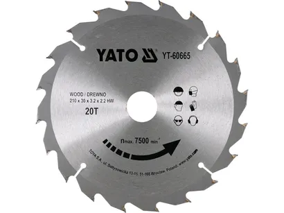 Yato Tarcza widiowa do drewna 210x20Tx30mm szybkie cięcie YT-60665
