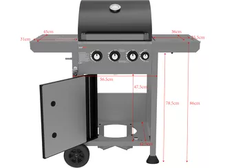Lund Grill gazowy 3+1 z żeliwnym rusztem 11,5 kW 99635 - 17