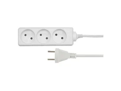 AWTOOLS Przedłużacz biały bez uziemienia 3 gniazda 1,5m AW24600