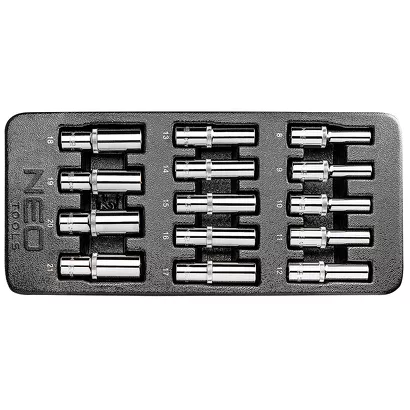 NEO Tools Zestaw narzędzi nasadki długie 1/2" 14 szt. 8-21 mm wkładka 84-243