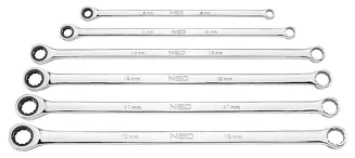 Neo Klucze oczkowe z grzechotką długie zestaw 6 szt. 8-19 mm miękkie etui 09-370 - 2