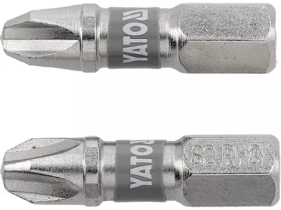 Yato Bity udarowe 1/4"x25 mm PH3 2 szt. niklowane YT-78002