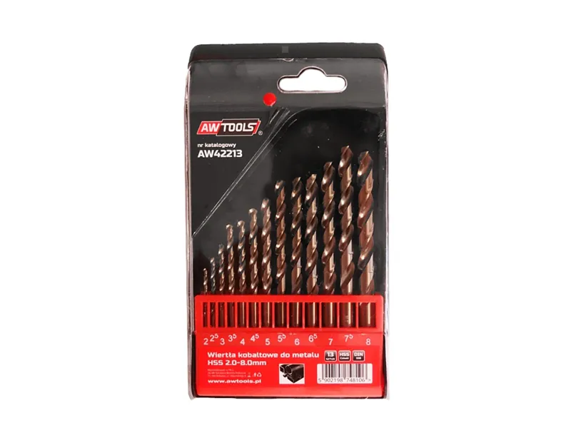 AWTOOLS Wiertła do metalu kobaltowe 13szt 2,0-8,0mm AW42213