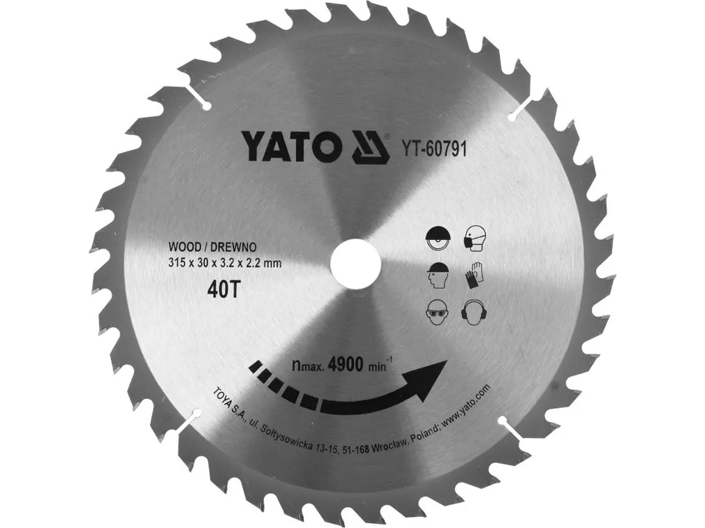 Yato Tarcza widiowa do drewna 315x40Tx30mm szybkie cięcie YT-60791