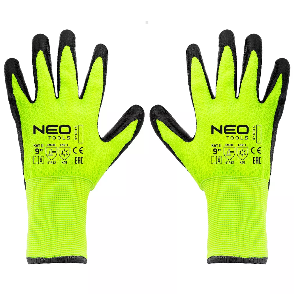 Neo Rękawice robocze ocieplane, nylon powlekany lateksem, 4142X, rozmiar 9 97-613-9