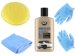 Czernidło K2 Bono Black do plastików, opon, gumy - zestaw