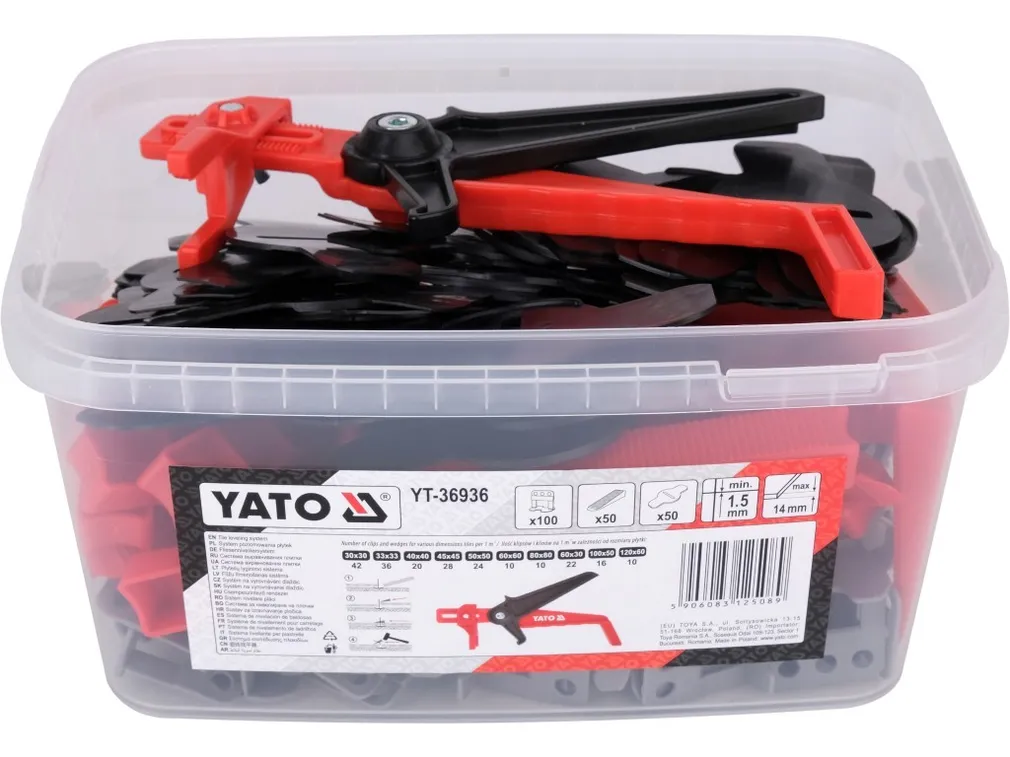 Yato System poziomowania Y1.5mm 100+50+50 + szczypce YT-36936