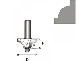 Dedra Frez do drewna z płytkami węglikowymi zaokrąglający wklęsły z łożyskiem  35,2x16x8mm  07F132B  - 2