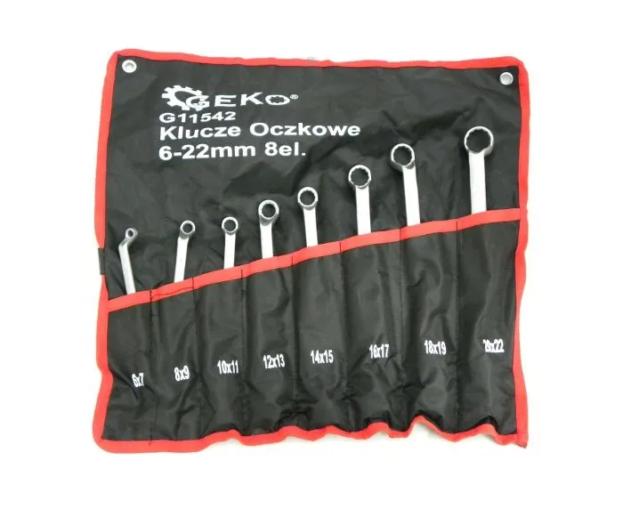 Geko Klucze oczkowe wygięte 6-22mm 8el. G11542 
