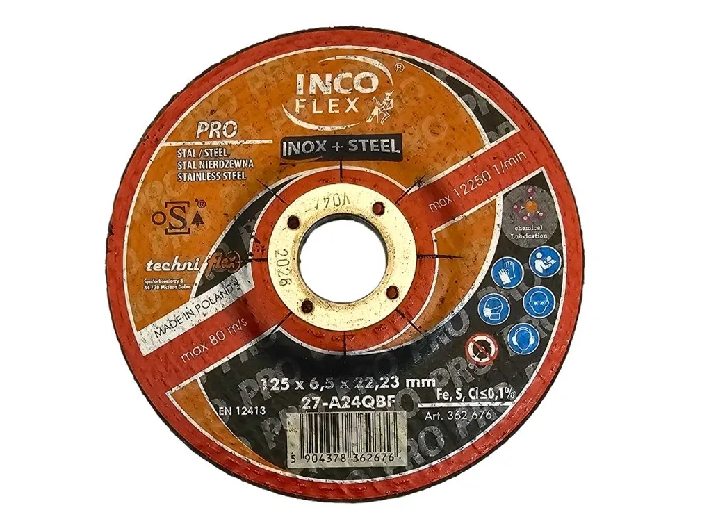 Incoflex Tarcza do szlifowania stali nierdzewnej INOX SPECJAL M27 125 x 6,5mm A24QBF