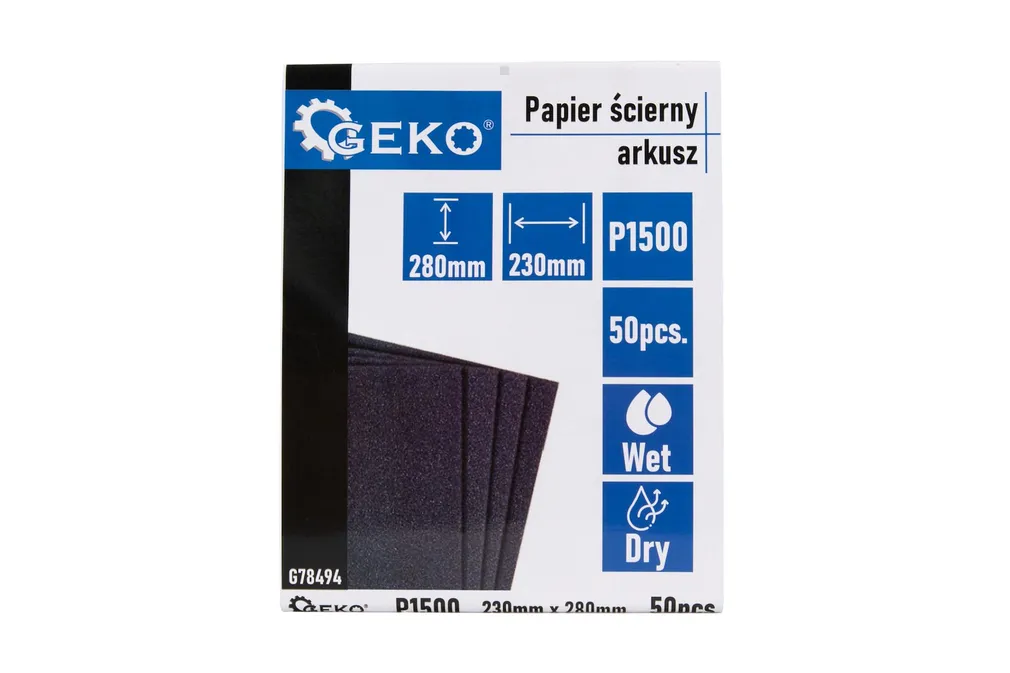 Geko Papier ścierny wodny arkusz 230x280 mm P1500 G78494