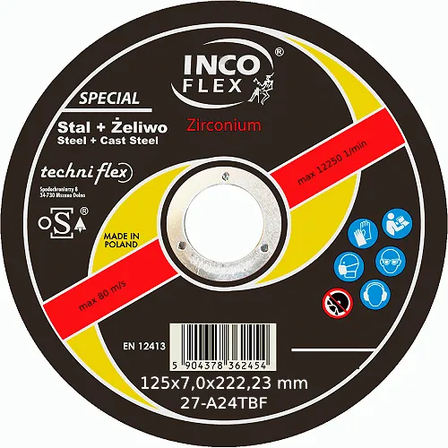 Incoflex Tarcza do szlifowania metalu Special ZIRCONIUM M27 125 x 7,0mm A24TBF