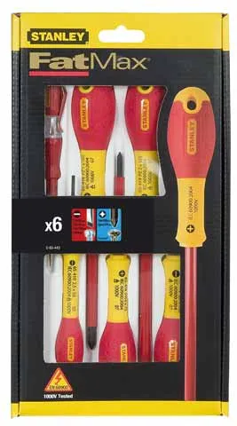 Stanley Wkrętaki izolowane 1000V FatMax płaskie, krzyżowe Pz, zestaw 6szt.  0-65-443 