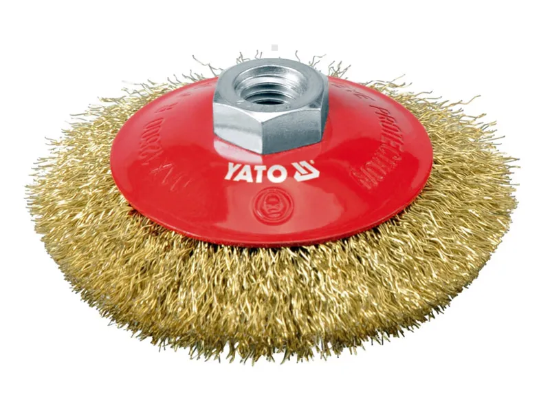 Yato Szczotka tarczowa 100 mm z gwintem do szlifierek, mosiężna YT-4761 