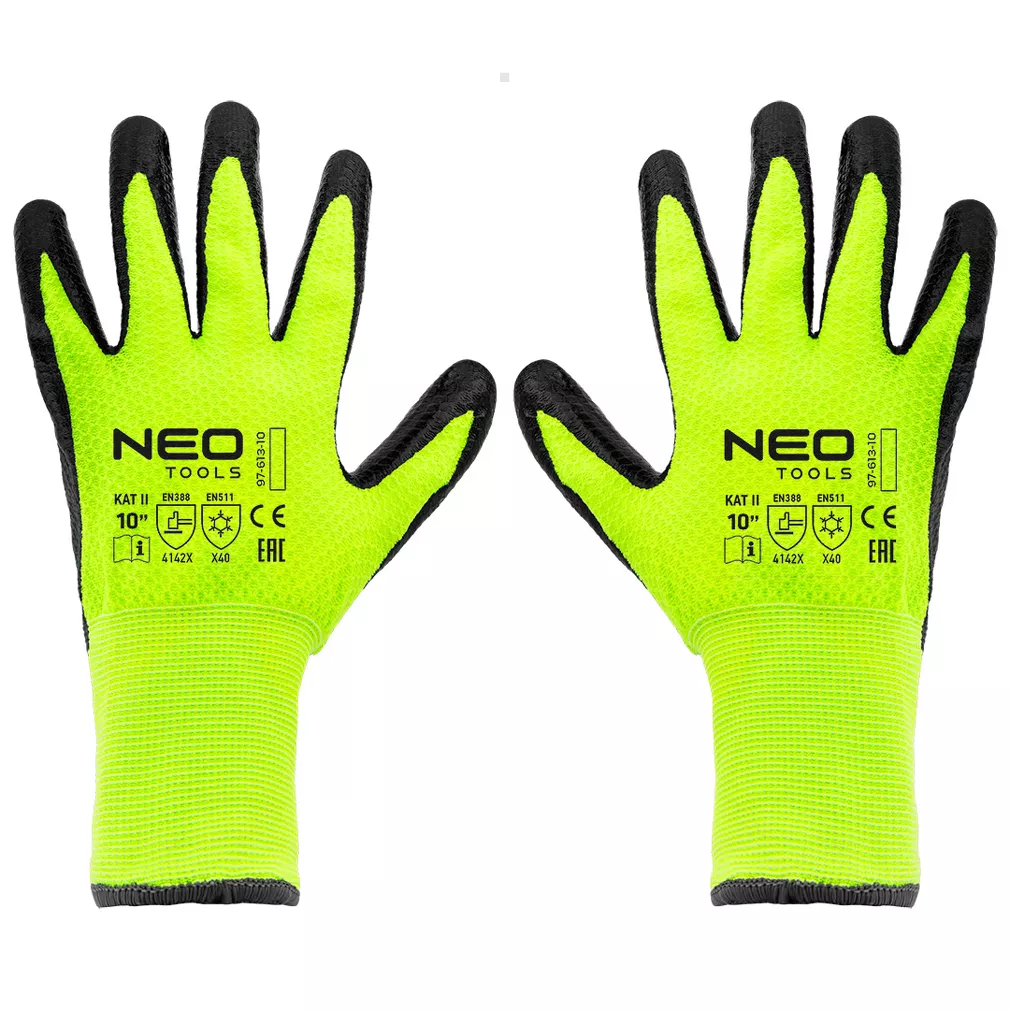 Neo Rękawice robocze ocieplane, nylon powlekany lateksem, 4142X, rozmiar 10 97-613-10