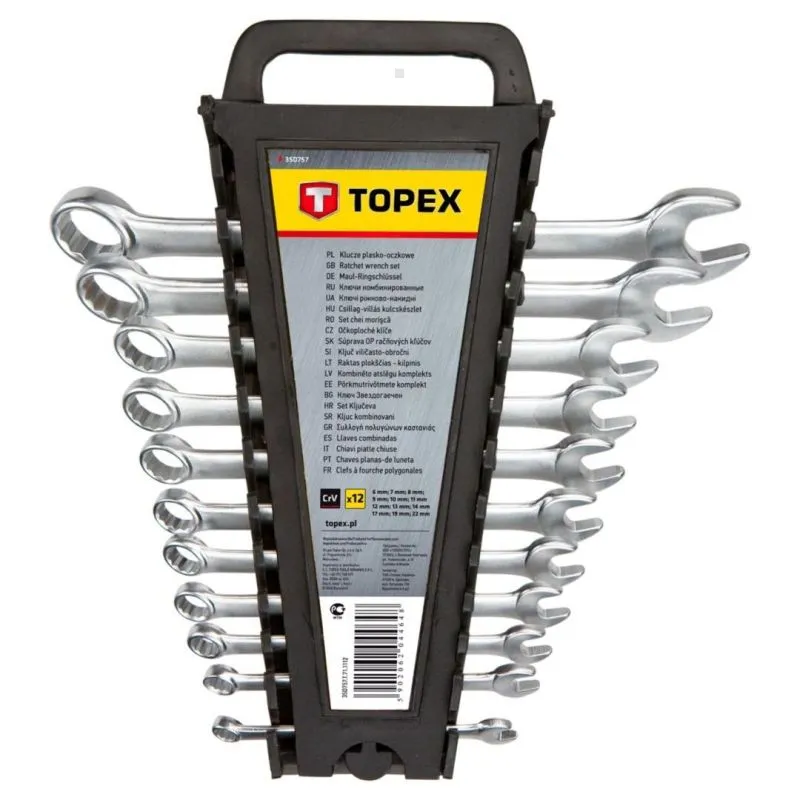 Topex Klucze płasko-oczkowe 12 szt. 6-22 mm  35D757