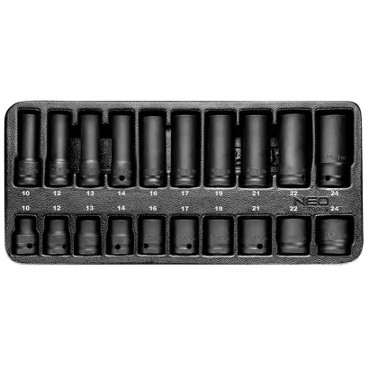 NEO Tools Zestaw narzędzi nasadki udarowe 1/2" 10-4 mm 20 szt. wkładka 84-241