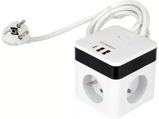 Sthor Przedłużacz kostka z USB 3 gniazda z uziemieniem 1,5 m 72480 - 3