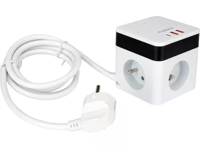 Sthor Przedłużacz kostka z USB 3 gniazda z uziemieniem 1,5 m 72480