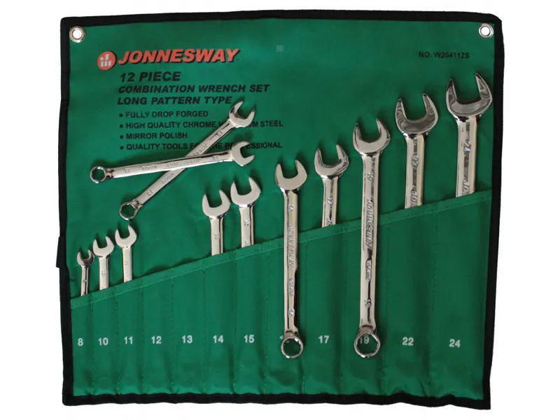 Jonnesway Komplet kluczy płasko oczkowych długich 12szt. W264112S