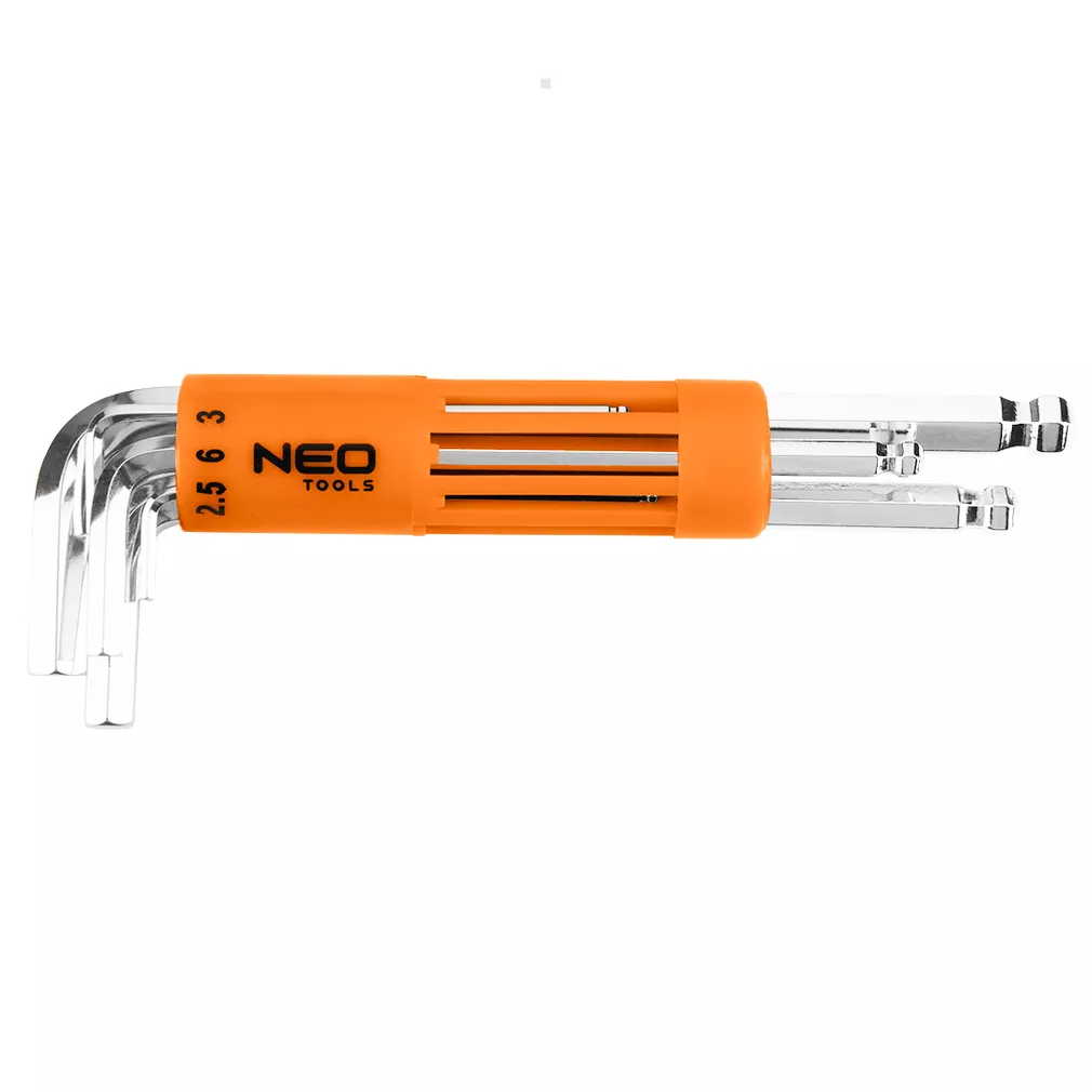 Neo Klucze sześciokątne długie kuliste 2-10 mm zestaw 8 sztuk 09-523