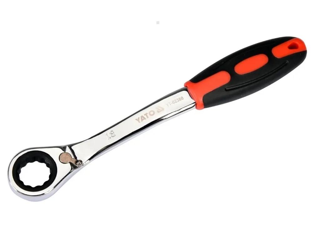 Yato Klucz oczkowy odgięty przelotowy z grzechotką 18 mm YT-02380