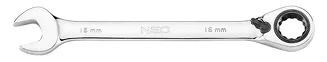 Neo Klucze płasko-oczkowe z grzechotką i przełącznikiem, zestaw 12 szt., 8 - 19 mm, miękkie etui 09-345 - 11