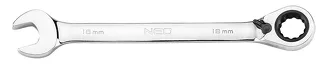 Neo Klucze płasko-oczkowe z grzechotką i przełącznikiem, zestaw 12 szt., 8 - 19 mm, miękkie etui 09-345 - 13