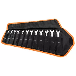 Neo Klucze płasko-oczkowe z grzechotką i przełącznikiem, zestaw 12 szt., 8 - 19 mm, miękkie etui 09-345