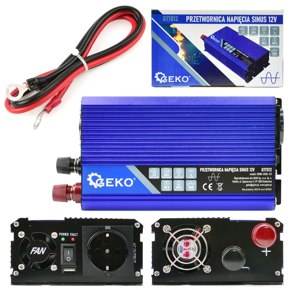 Geko Przetwornica napięcia 12v/230V 500/1000W G17012