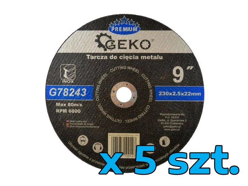 Geko Tarcza do cięcia metalu 230x2,5mm 5szt. G78243 