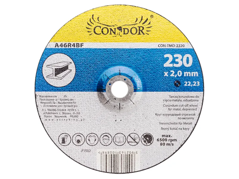Drel Tarcza korundowa do cięcia metalu wypukła 230x2.0mm  CON-2M-230 