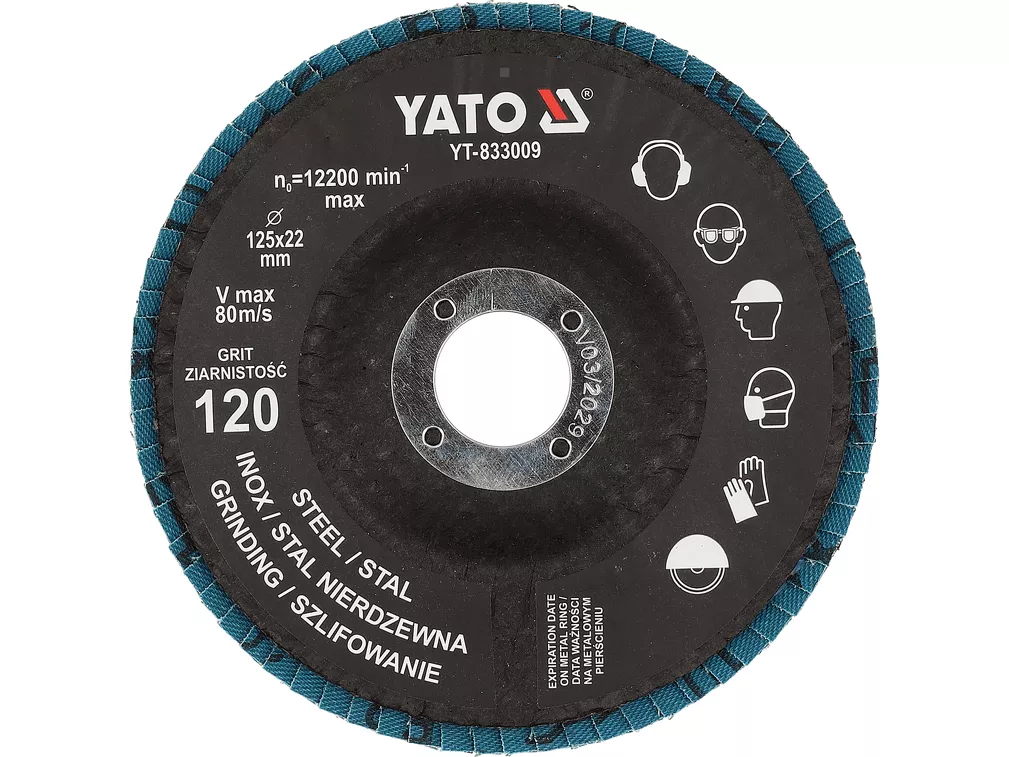 Yato Ściernica listkowa cyrkonowa 125 mm P120 YT-833009