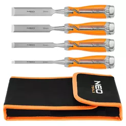 Neo Dłuta 6, 12, 18, 24, zestaw 4 szt. Uchwyt dwukomponentowy. Pakowane w etui 37-900