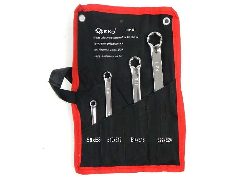Geko Klucze oczkowe-torx polerowane 4el. E6-E24 G11149 