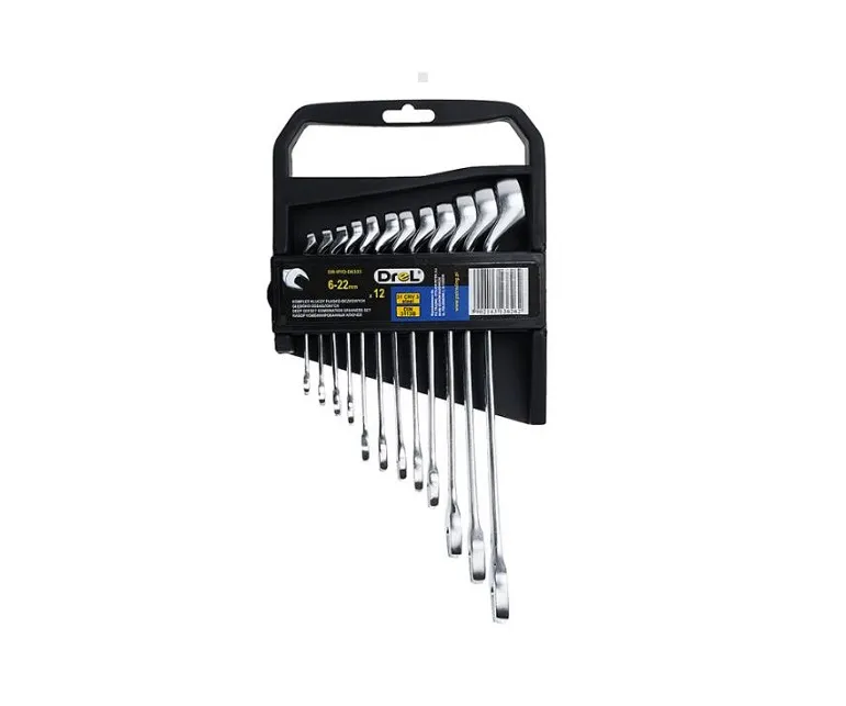 Drel Klucze płasko-oczkowe - zestaw  6-22 mm 12 szt. DR-IP/O-6333 