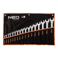 Neo Klucze płasko oczkowe zestaw 17 elementów 8–32 mm stal CrV w etui 09-753