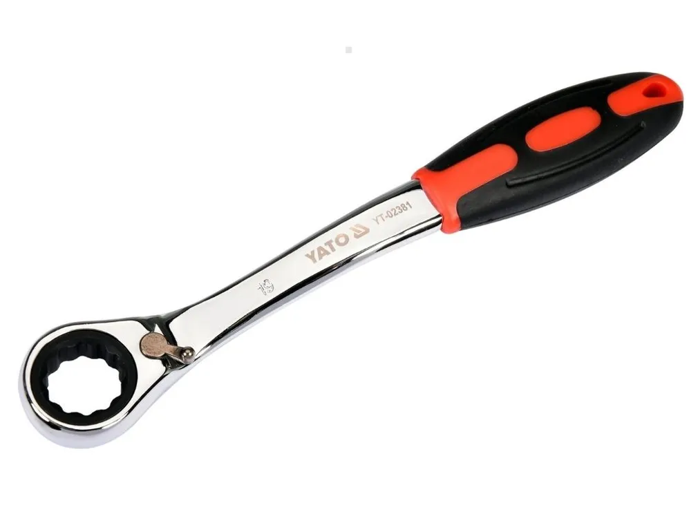 Yato Klucz oczkowy odgięty przelotowy z grzechotką 19 mm YT-02381