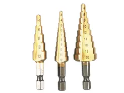 Geko Wiertła stożkowe stopniowe 1/4" zestaw 3szt. G38570 