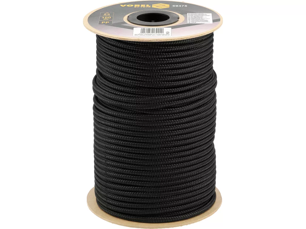 Vorel Lina pleciona PP 8 mm 100 m czarna 69475
